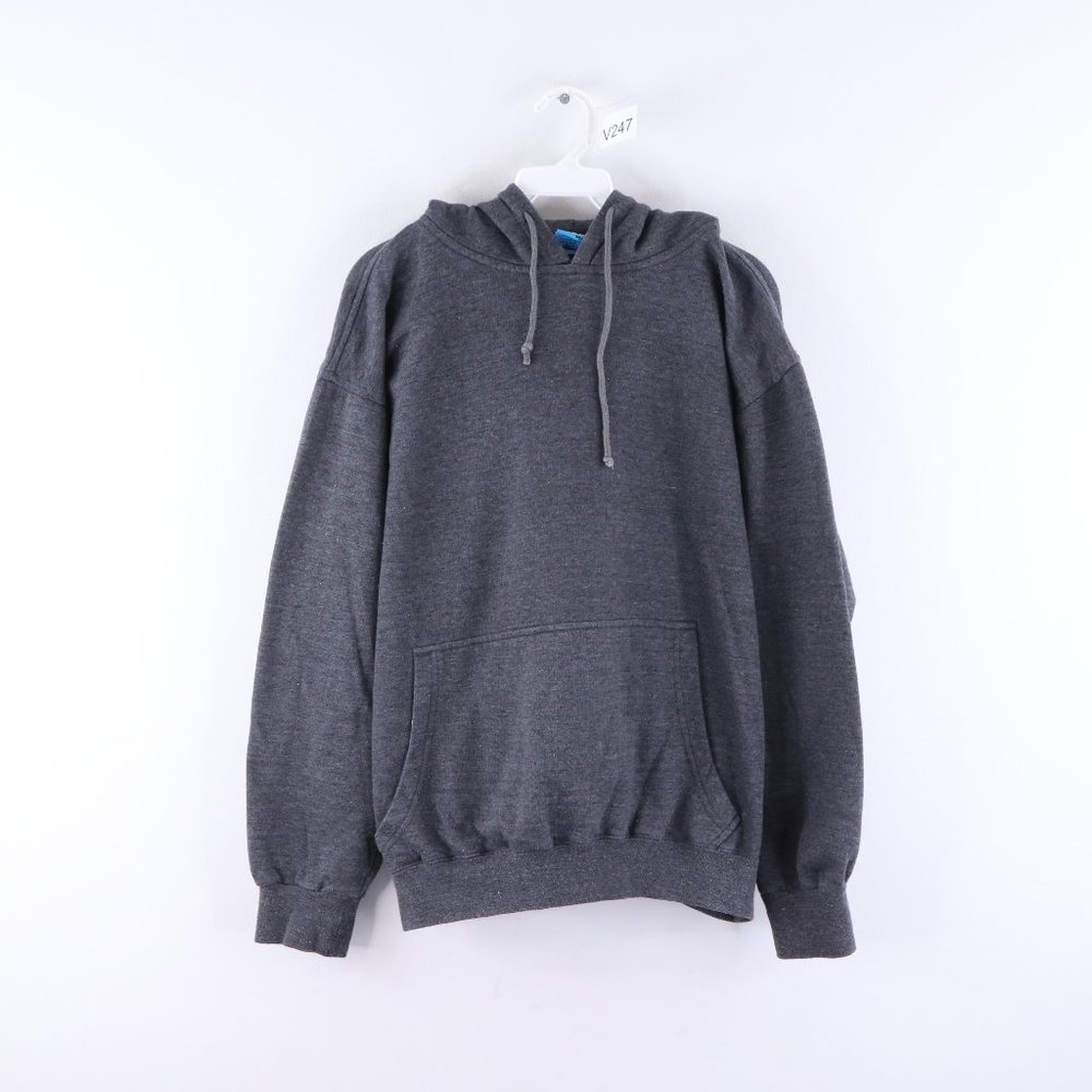 Vintage Long Sleeve Blank Hoodie Sweatshirt Gray